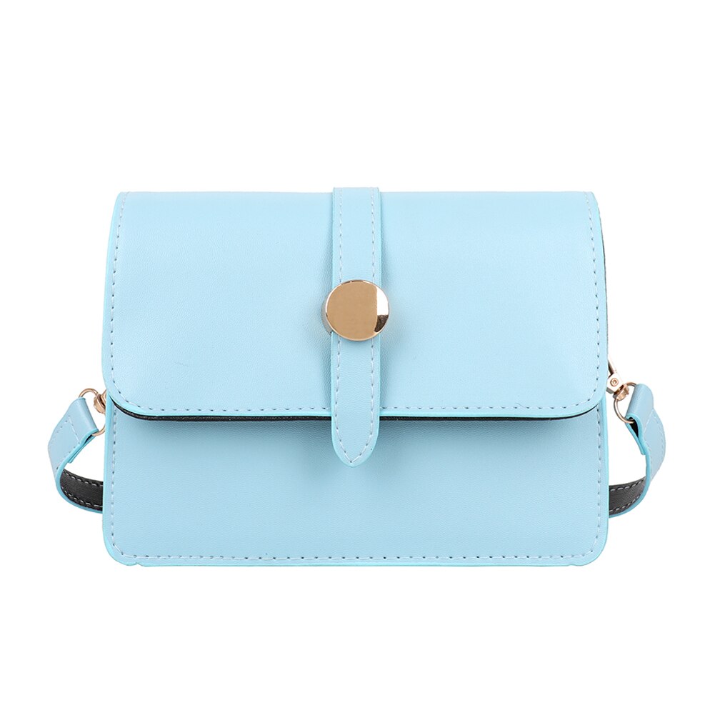 Vintage Vrouwen Pure Kleur Pu Lederen Schoudertas Crossbody Messenger Bags Casual Dames Kleine Portemonnee Handtassen: Blauw