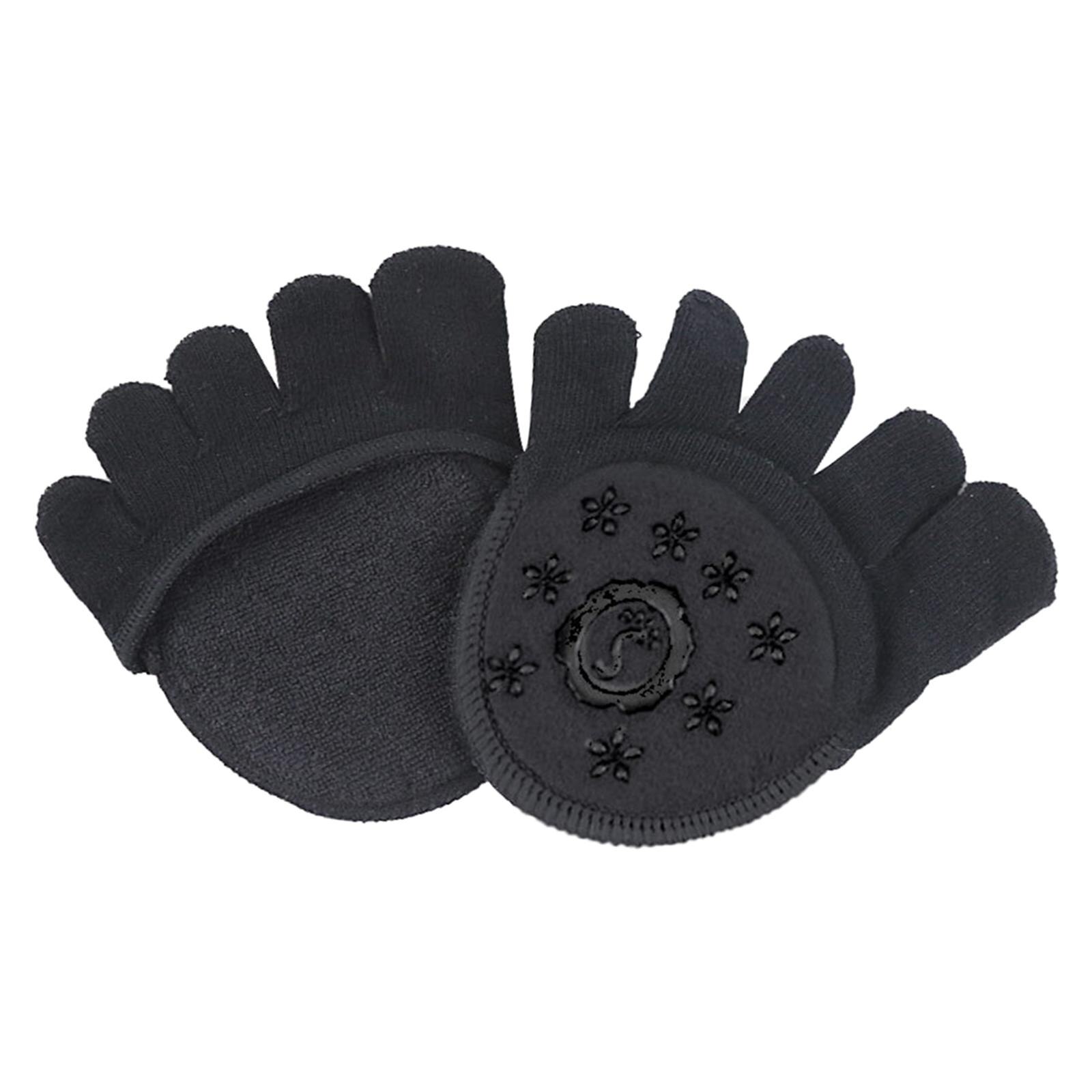 No Show-Calcetines para dedos separados, cubierta separada de silicona, para el antepié, forro de cinco dedos, para botas, mocasines: Black full Toe