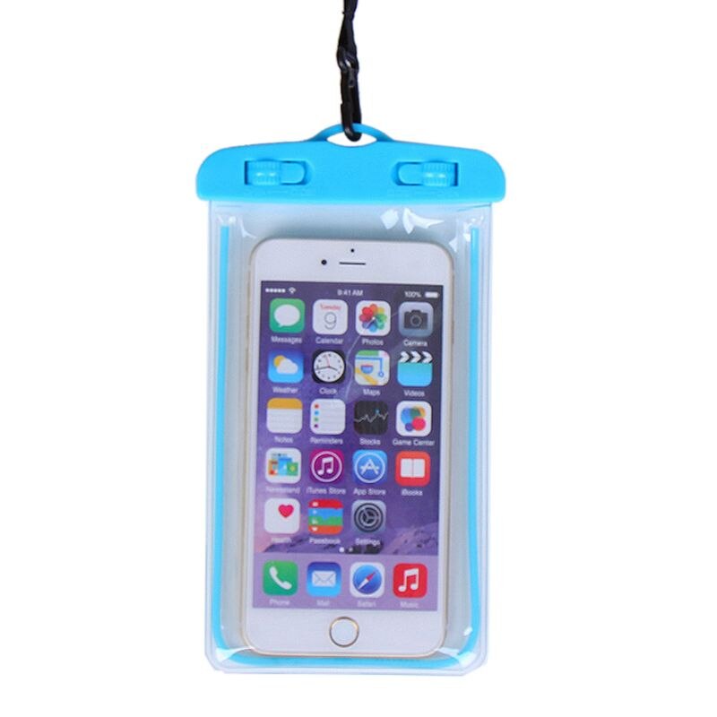 19 x 10.5cm universal lysende vandtæt pose undervands gennemsigtig mobiltelefon tørpose bærbar telefon taske med nakkestrop: C