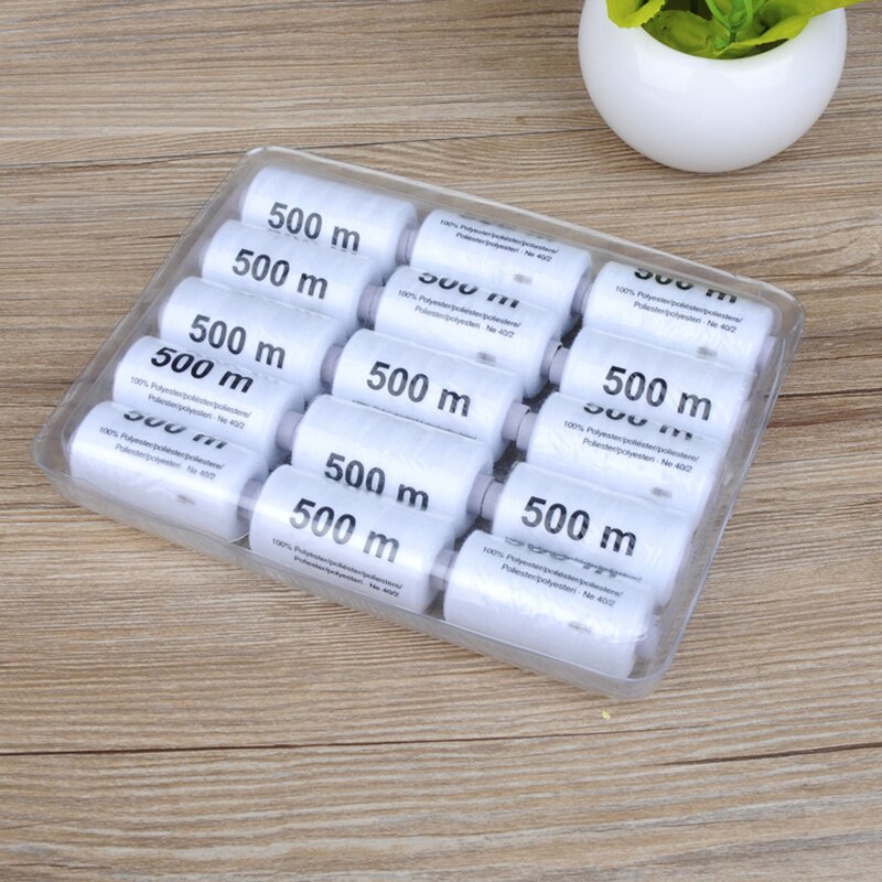 15/12pcs 500M Strong And Durable Sewing Threads For Sewing Polyester Thread Clothes Sewing Supplies Accessories White Black