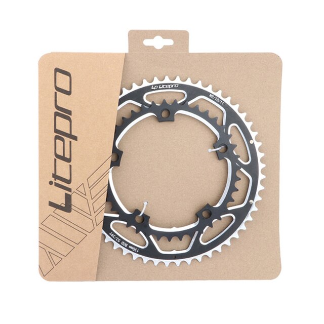 Litepro 130BCD 53t -39t Bicycle Chainring Double Round Aluminum Alloy Dual Chain Ring for Road / Folding Bike 9 10 11 speeds: black