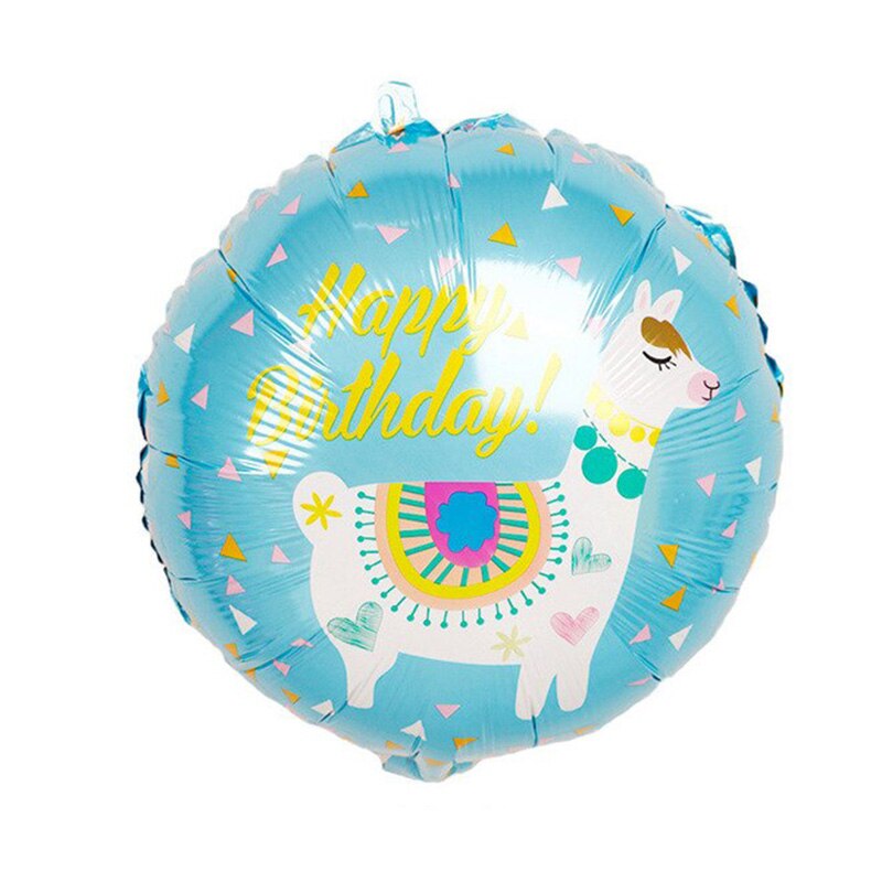 Ourwarm llama party animal ballon til fødselsdagsfest dekorationer alpaca balloner festlig fest aluminium ballon dekorationer: Rund blå alpaca
