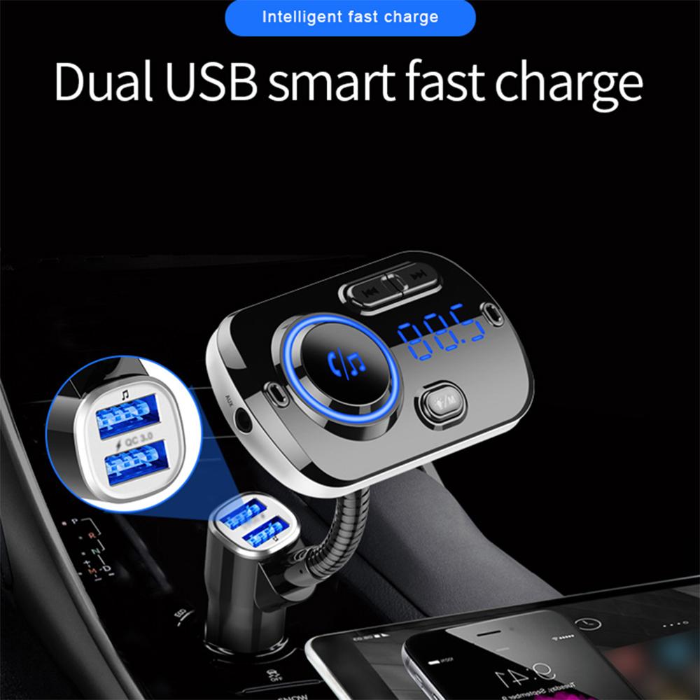 Smart FM Transmitter Bluetooth MP3 Player Car FM Modulator QC3.0 Fast Charger Car Radio Adapter Wireless Transmitter for Vehicle