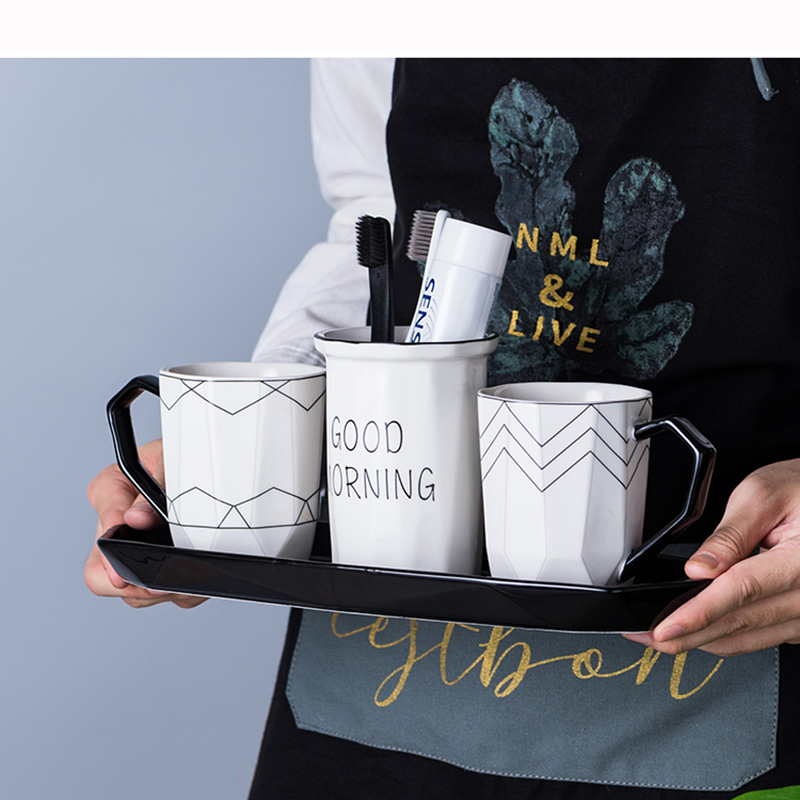 Pohjoismainen keraaminen harjauskuppi kylpyhuoneen pesusetti yksinkertainen tarjotin suukuppi hammassylinteri hammassetti pari koti kylpyhuonetarvikkeet