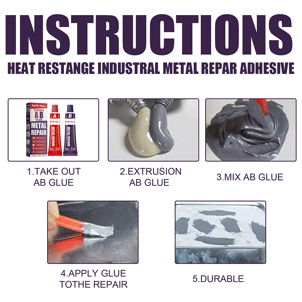 Sneldrogend Hoge Temperatuur 20G Ab Lijm Metaal Reparatie Lijm Gietijzer Staal Sterkte Repareren Lijm Waterdichte Transparante