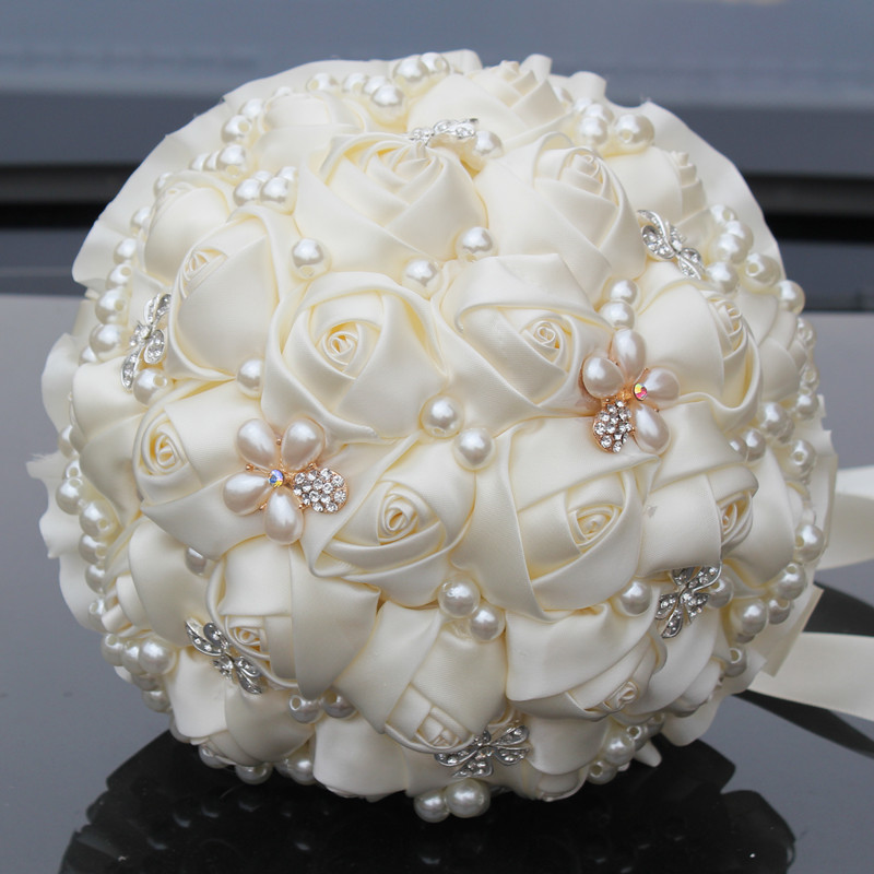 WIFELAI-A 9 Styles Ivory Silk Rose Wedding Flowers Bridal Bouquets Artificial Foam Flowers Bouquet Romantic Bride Holding Flower: W225 ivory