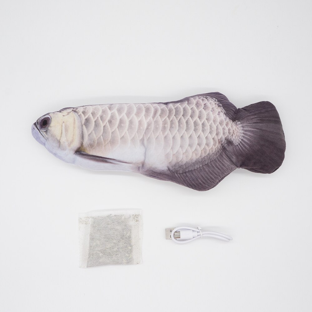 Jouets électroniques pour chats, poisson à l'herbe à chat, contrôle tactile, amusants, rechargeables, anti-stress, pour chats, chatons, chiens, produits pour animaux de compagnie: Arawana argenté