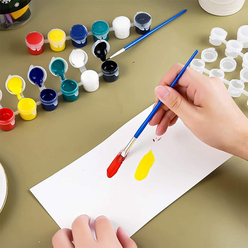 Pots de peinture vides, Mini récipients de stockage transparents et 20 pinceaux, artisanat de peinture, 20 bandes, 120 pièces