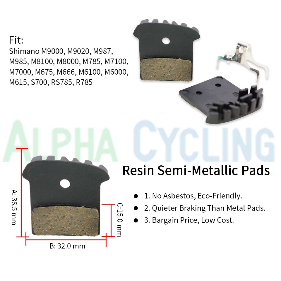 Plaquettes de frein de vélo pour Shimano J04C, J03A, M9000, M9020, M987, M985, M8100, M8000, M785, M7100, M7000, M675, M666, M6100, M6000