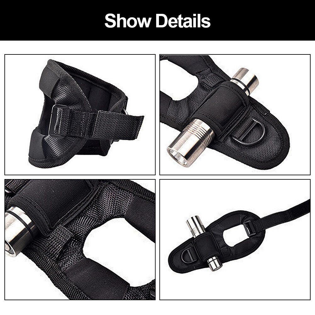 Durable Neoprene Torch Flashlight Holder Hand Arm Mount Wrist Strap Glove Hand Free Underwater Scuba Diving Flashlight Holster