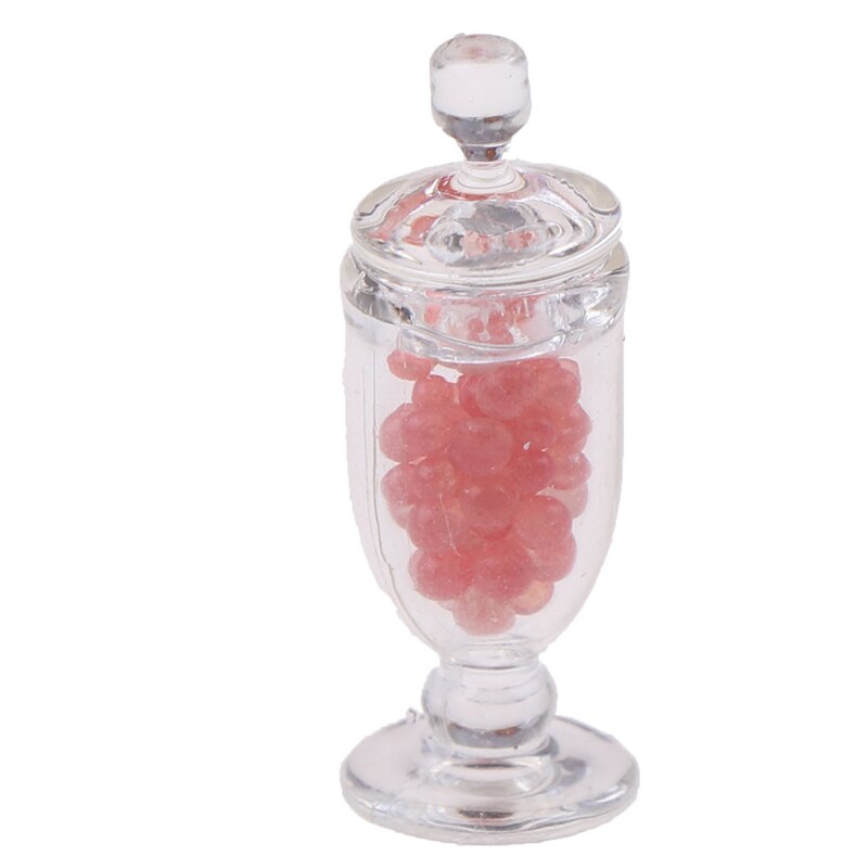 1pc 1:12 Casa di Bambola in Miniatura mini Resina Vaso Della Caramella di Simulazione Della Caramella Bottiglia di Modello Giocattolo: rosso