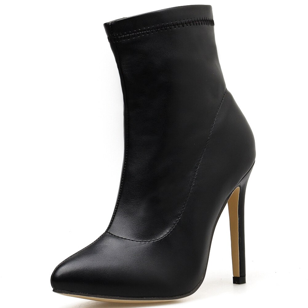 BONJOMARISA-Botas de tacón de aguja para mujer, botines femeninos con cremallera, puntiagudas, de , zapatos de primavera otoño: 9.5