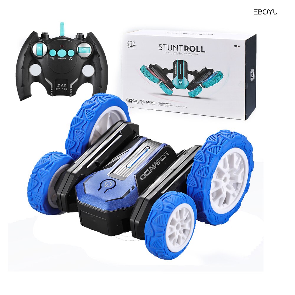 Eboyu 802 Rc Auto 2.4Ghz 4WD Rc Stunt Auto Afstandsbediening Racewagen Dubbelzijdig Drive Met Led Licht muziek Rollende Roterende Rtr