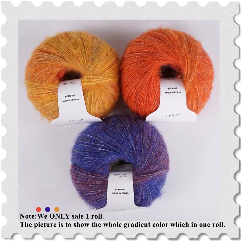 30g/Ball Gradient Mohair Wool Thread Rainbow Colorful Silk Pony Hair Superfine Shawl Scarf Thread DIY Hand Knitting Crochet Yarn: 4