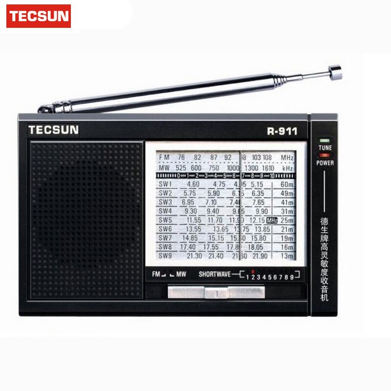 Tecsun R-911 Radio World Band Radio Receiver Multiband Radio High Sensitivity Digital Receiver Digital Demodulation Stereo Radio
