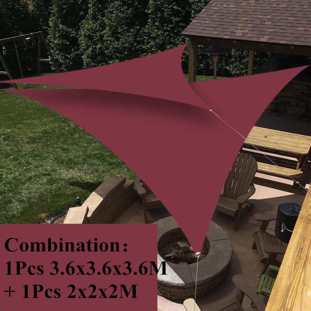 Triangle ombre voile Anti-UV soleil abri étanche tente bâche Portable en plein air Camping pique-nique tissu auvent auvent abris: Wine Red