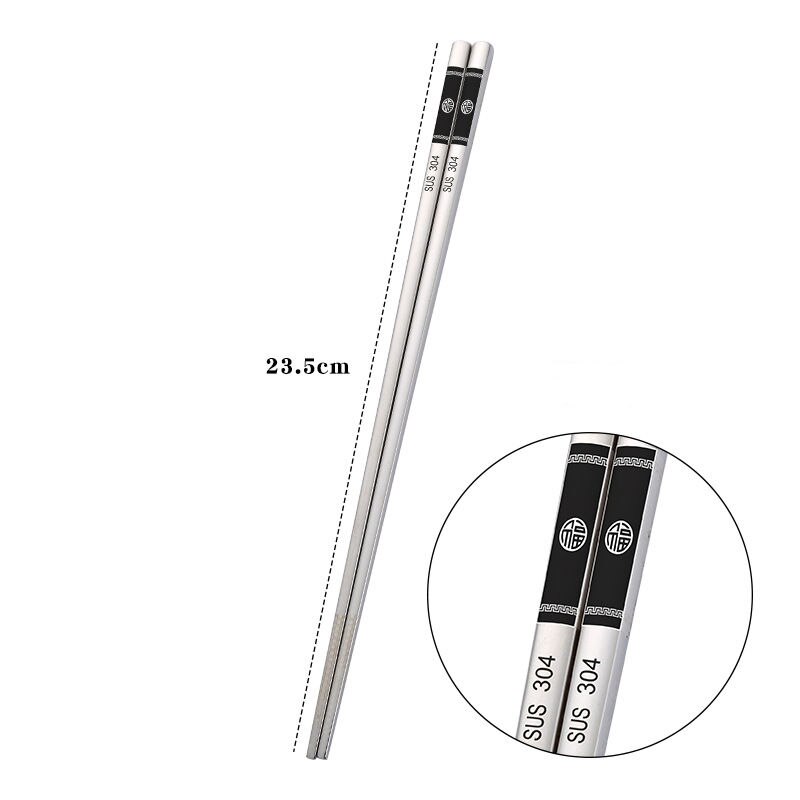 Vacklo-palillos coreanos de acero inoxidable 304, todo cuadrado, antideslizantes y antiquemaduras, huecos, de Metal, 1 ud.: T7