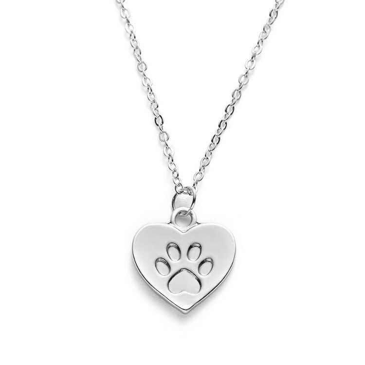 Authentieke Legering Cat Lover Papieren Kaart Animal Footprint Liefde Hart Ketting Voor Vrouwen Diy Sieraden