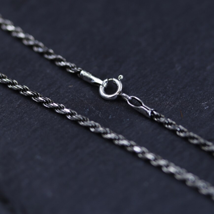 Collares clásicos de plata tailandesa para hombre y mujer, cadena larga de plata de ley S925, cuerda cruzada, joyería, 2mm de grosor
