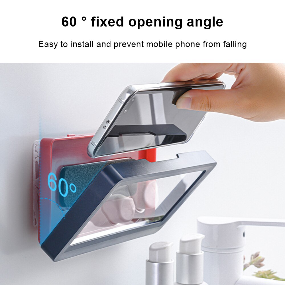 Salle de bains étanche téléphone portable boîte écran tactile bain chasse drame Anti-buée tenture murale sans poinçon étanchéité housse de protection