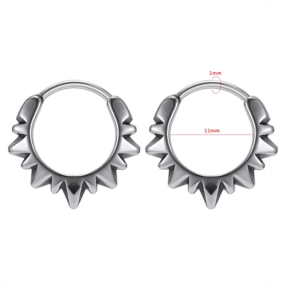 Aoedeli-pendientes de aro de acero inoxidable 316L para hombre, aretes circulares Punk Rock para hombre, joyas góticas, para niños: A