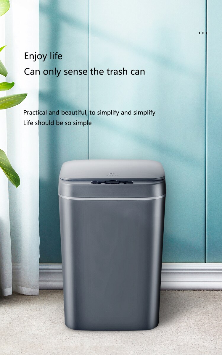 Cubo de basura inteligente para el hogar, papelera eléctrica automática con Sensor infrarrojo, color blanco, 12/14/16L