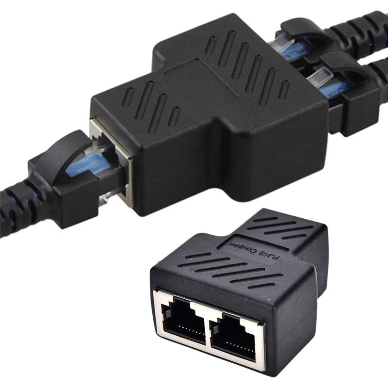 1 to 2 RJ45 Splitter Network Adapter Connector Split Cable Network Extender Extension Connector Ethernet LAN Double Ports Plug
