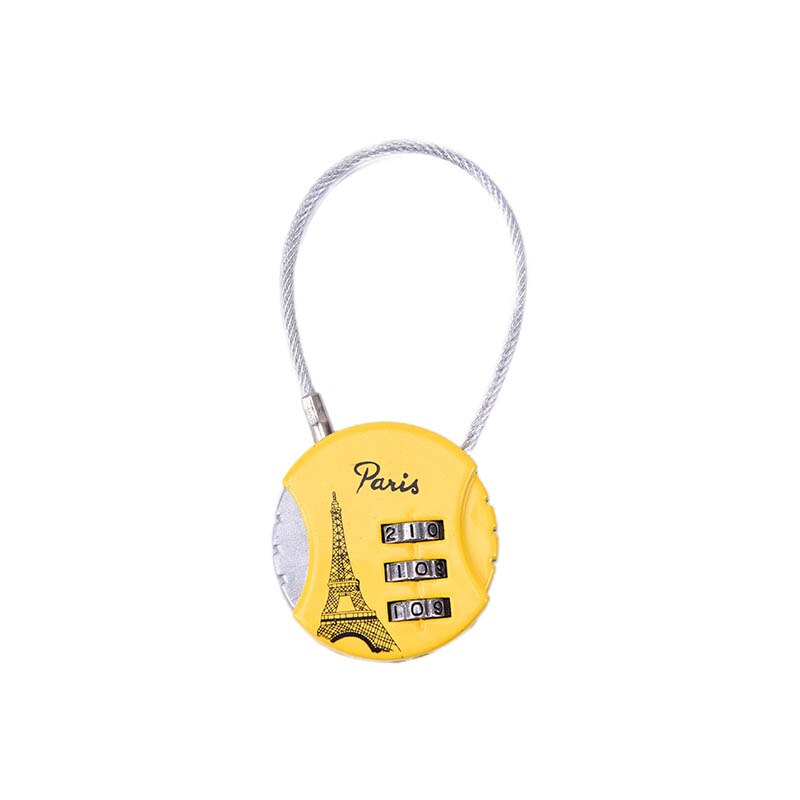3-Digit Password TSA Steel Wire Lock Customs Code Lock for Travel Suitcase Luggage: Yellow