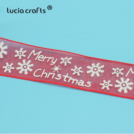Lucia crafts 5 yard 10mm/25mm snefnug organza bånd diy bowknot indpakning til juledecorp 0303: C6 25mm