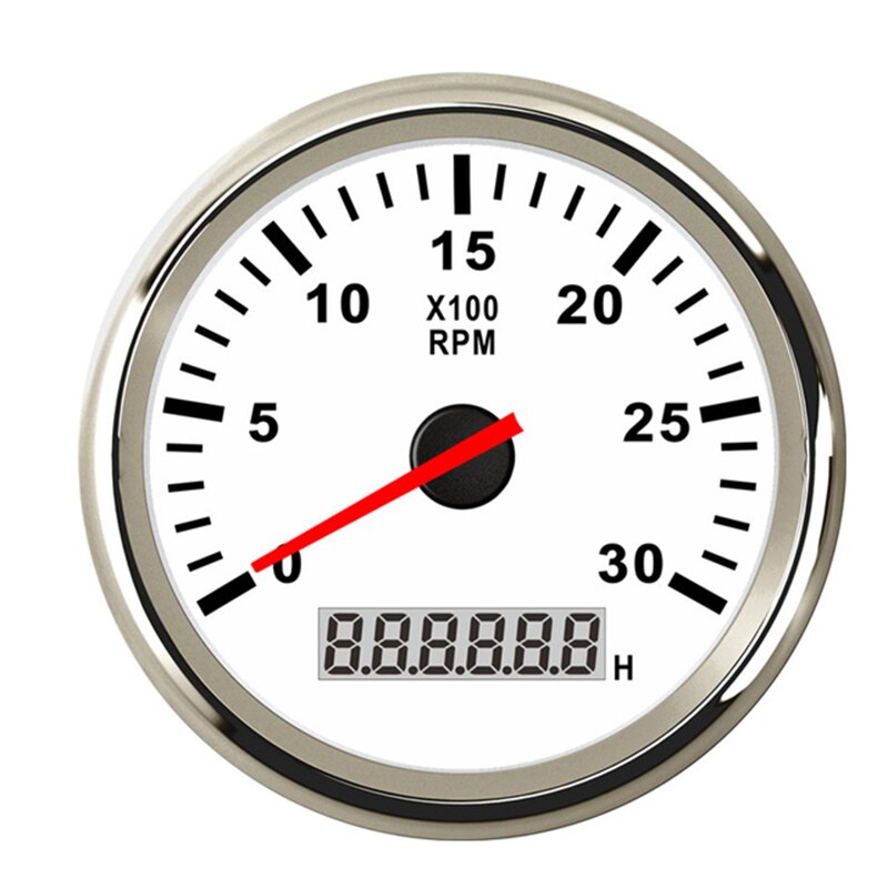 85Mm Auto Tacho Sensor Marine Tacho Meter Met Lcd Urenteller 3000 Rpm Boot Toerenteller Voor Motorfiets Truck 12V/24V Rode Backlight: WS