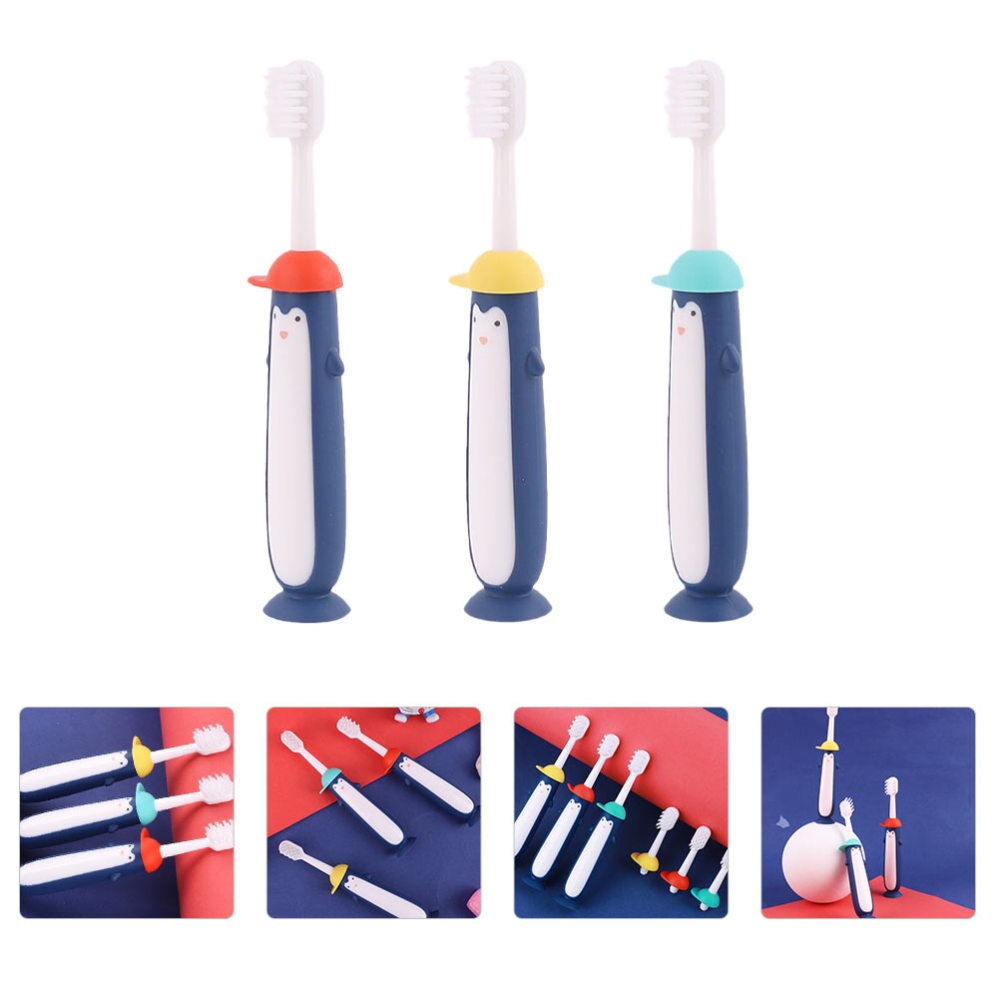 3pcs Cartoon Soft Bristles Toothbrushes Kid Cleaning Toothbrushes (Mixed Color)
