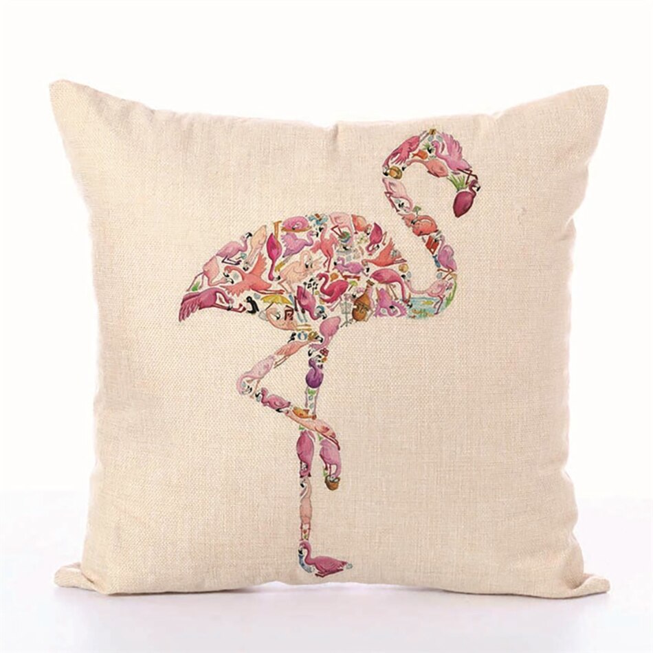 Flamingo serie pute uten indre tegneserie søt rosa europeisk stil linmateriale dekorativt sete bilstol