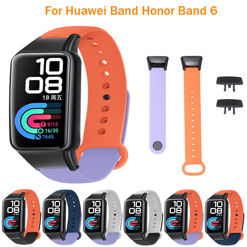 Dwukolorowe silikonowe paski do zegarków dla Huawei Honor band 6 inteligentne paski do zegarków wymiana bransoletki dla Huawei band 6 bransoletka zespół