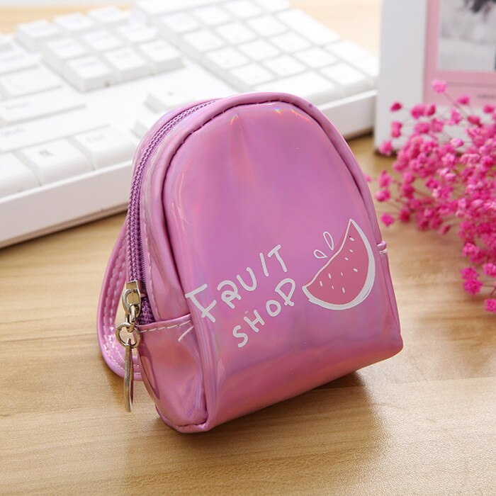 Porte-monnaie de fruits Laser petit sac holographique femmes PVC clair gelée sacs à main filles porte-carte pour enfants porte-monnaie petit portefeuille: Pink