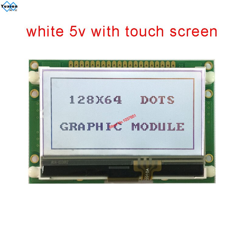 lcd module 12864 cog Graphic display 72x39mm ST7565P parallel serial SPI 3.3V 5v blue white and black touch screen LG12864U: white 5v touch