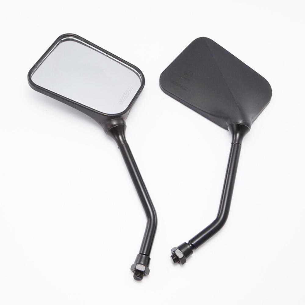 10mm Retro Motorcycle Square Rearview Mirrors Black Universal Modified Motorbike side mirror plating long stem: Default Title