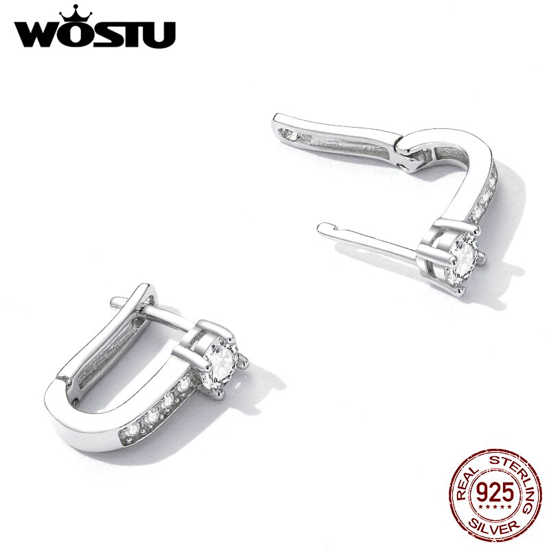 WOSTU 925 Sterling Silver Simple Big Zircon Star Stud Earrings For Women Party Jewelry CTE623