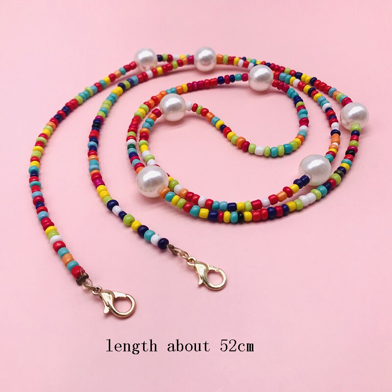 Cadena de perlas simulada para mascarilla de mujer, cadena de cuentas con cadenas para gafas de sol