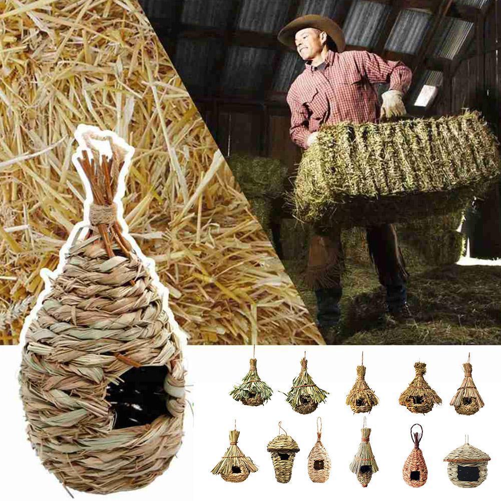 Hummingbird House Hand-Woven Nesting Window Garden Hanging Birdhouses Hut Handwoven Bird Nest Gardening Decoration for Bird V0G5