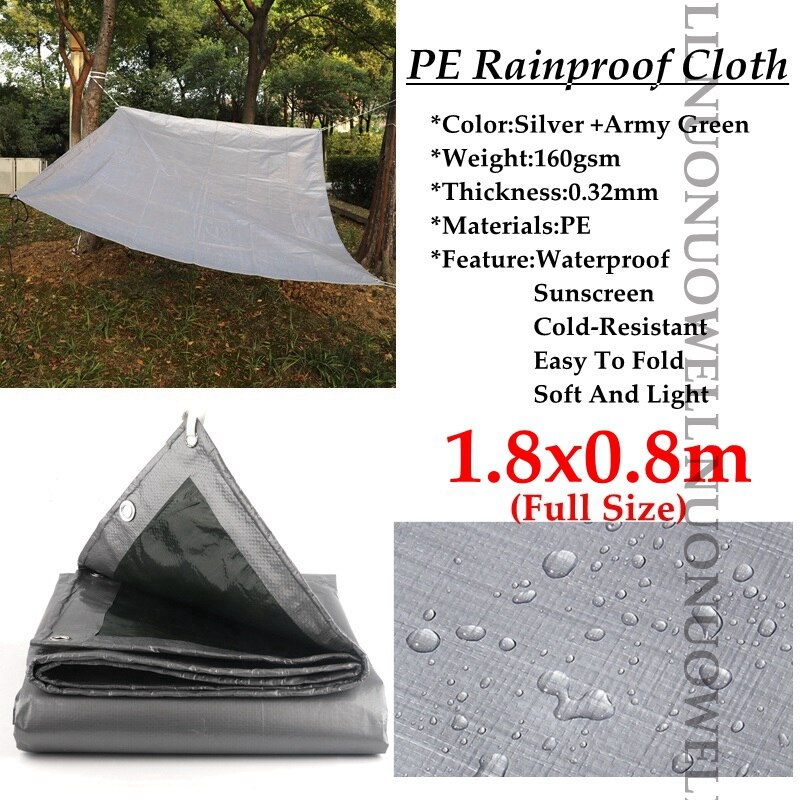 Thickness 0.32mm PE Tarpaulin Rainproof Cloth Garden Courtyard Succulent Plants Tarpaulin Rainproof Cloth Waterproof Cover: 1.8x0.8m