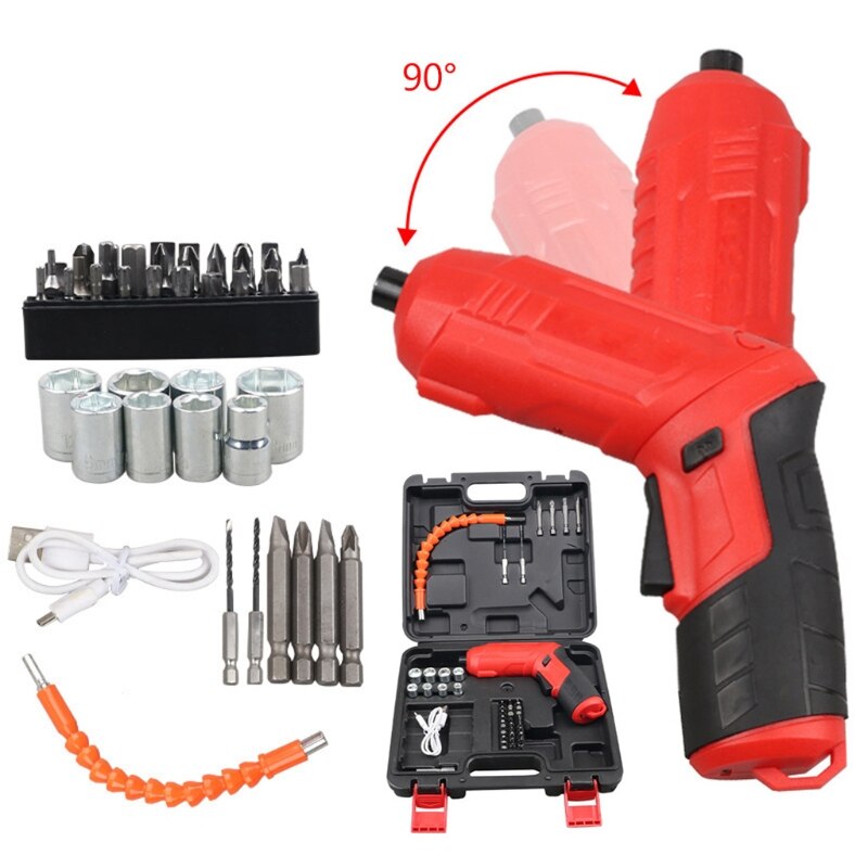 47 Pcs Mini 4V Electric Screwdriver Battery Operated Cordless Screw Driver Drill