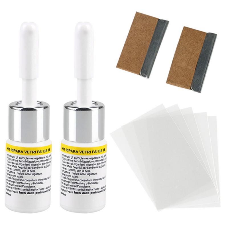 1Set Gebarsten Glas Reparatie Schoon Kit Voorruit Nano Reparatie Vloeistof Diy Autoruit Telefoon Scherm Reparatie Kras Crack Herstellen TSLM1: 2 pcs white
