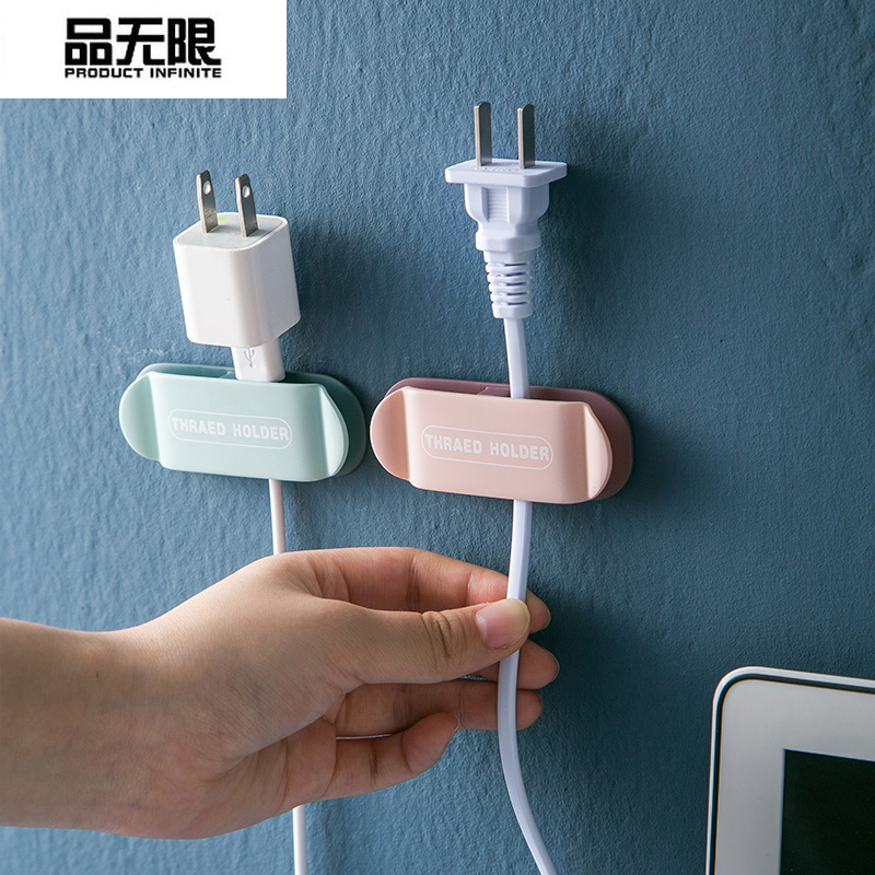 4pcs Power plug hook Kitchen plug holder Wire sorting and storage Multifunctional wall hanging hook Nail free No punching