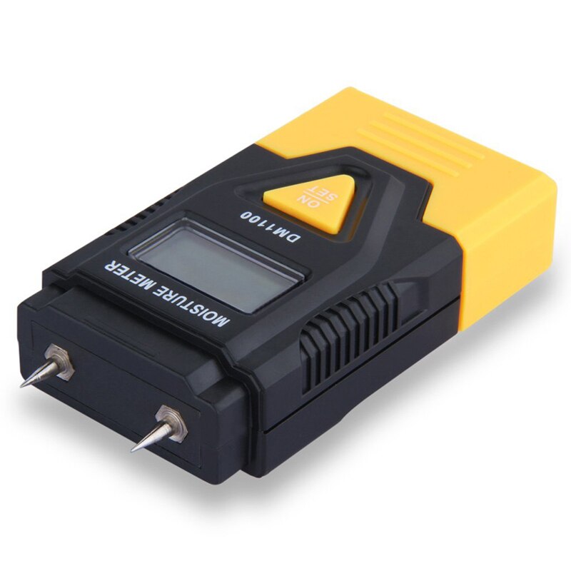 Mini 3 in 1 tre/byggemateriale digital fuktmåler, saget tømmer, herdede materialer og omgivelsestemperatur (°c/°f) (gul