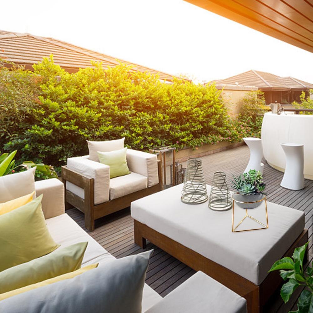 Plant Receptacle Flower Stand Rustic Style Iron Freestanding Hanging Metal Geometrical Circle Upper Bottom ShapeAir decoration