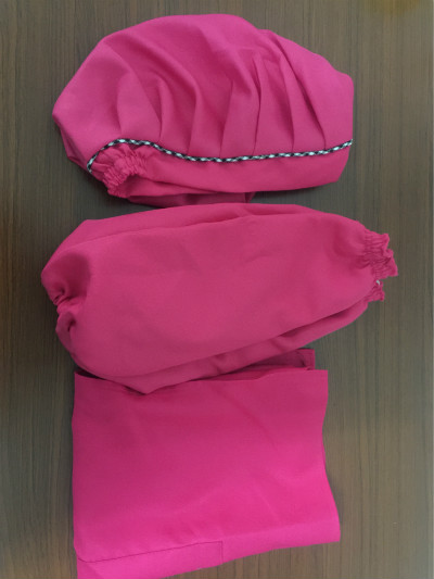 Kinderen Multicolor Koken Kleding Chef Uniform voor Kinderen Keuken Cosplay Halloween Party Kostuum Jongens Meisjes Schort Hoed Manchet: Rose red