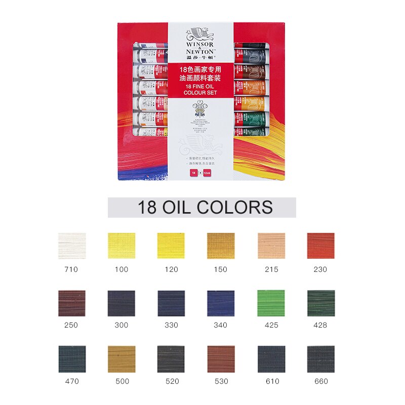 Winsor & Newton Aquarellen Acryl Olieverf Set 12/18/24/36 Kleuren 10Ml Tube Rijke Pigmenten Blijvende Voor Beginners Student: 18 Oil Colors