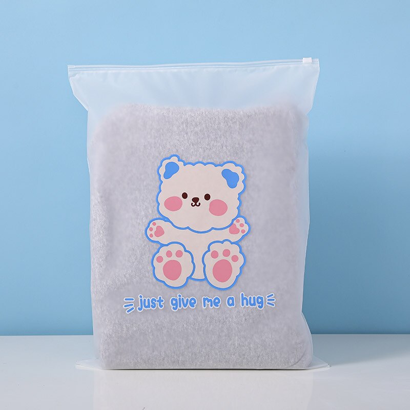 10pcs/set Packaging Bag Travel Clothing Storage Bag Underwear Cute Storage Bag Clothes Shoes Sub-packaging Waterproof Seal Bag: Zipper D(35X45)