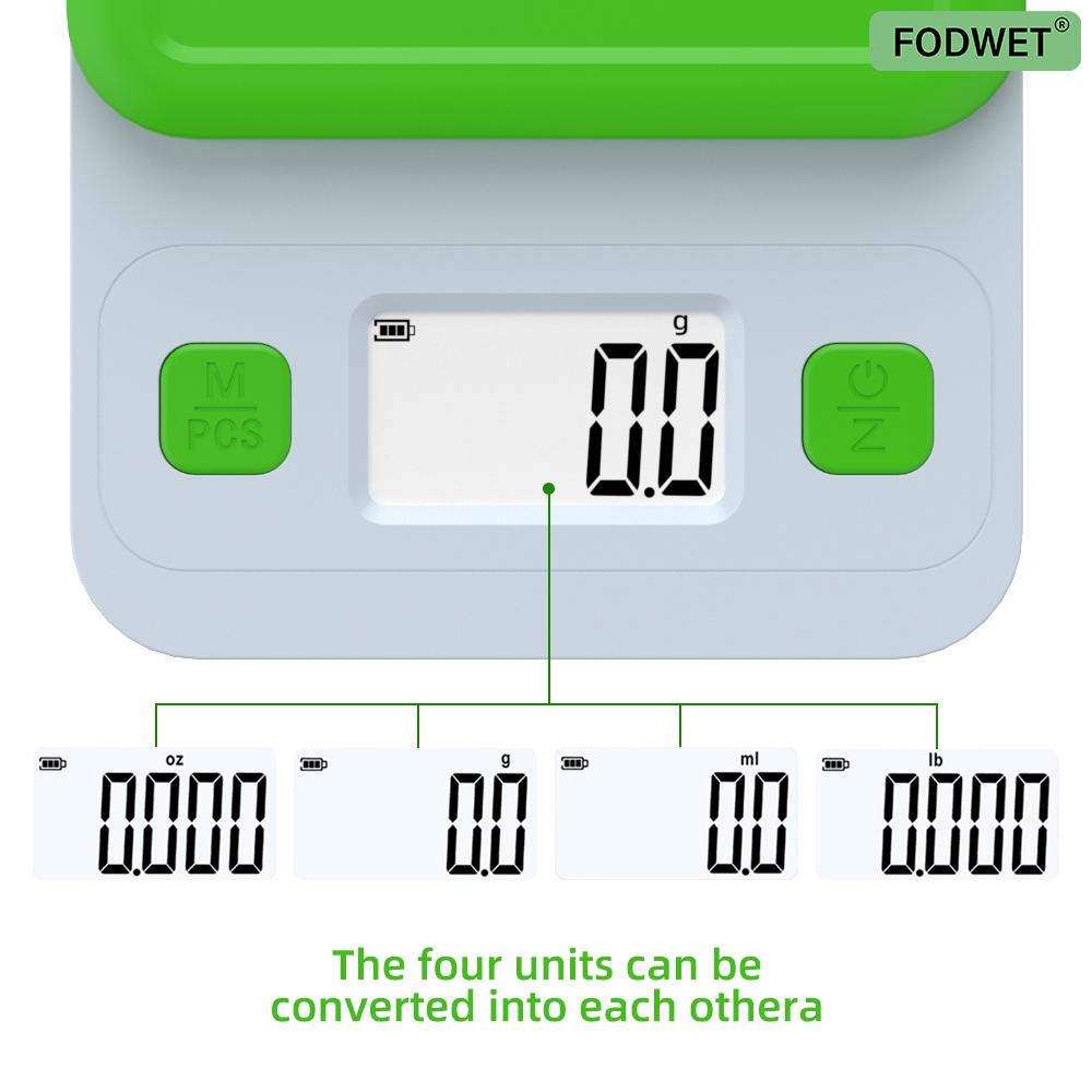 FODWET Mint Green Kitchen Scale 0.1g Precision Digital Scale, LCD Display Non-Slip Base for Baking Cooking Home Use