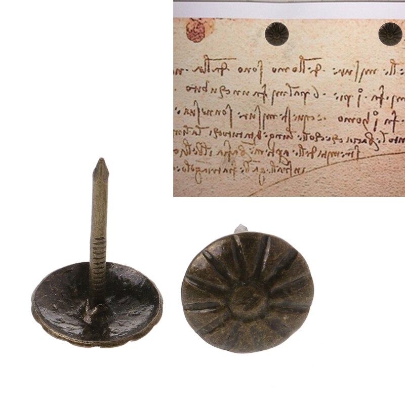 100 st antik mässing klädsel spik stift stift pushpin dörrnagel hårdvara dekor